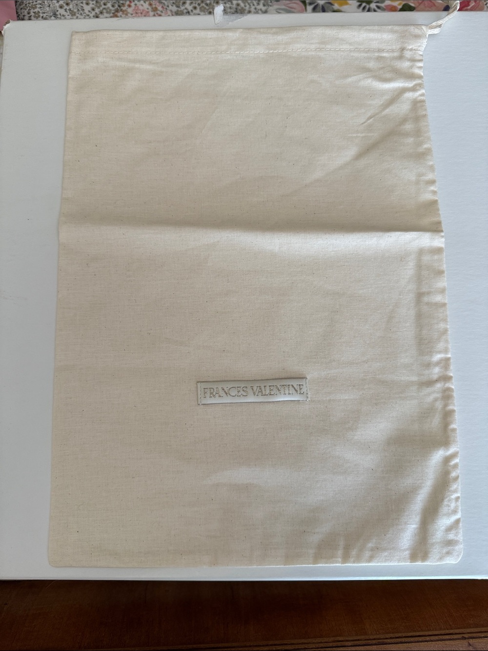Frances Valentine Cream Canvas Drawstring Dust Bag